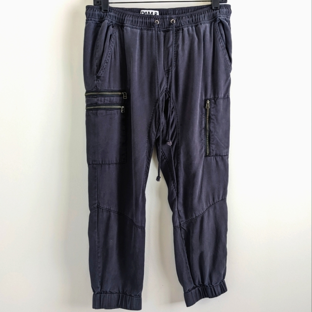 PAM & Gela Black Cargo Joggers Tencel S